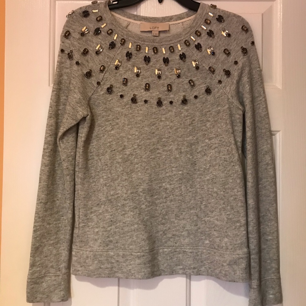 LOFT Jewel Embellished Sweatshirt - XS